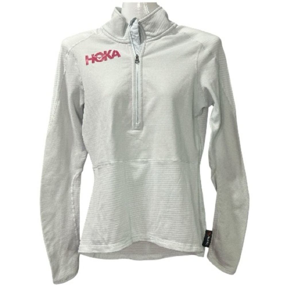 Hoka One EC Light Gray 1/2 Zip Midlayer with Polartec Power Grid Jacket. XS